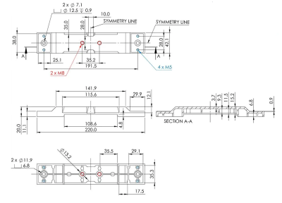 Vixen universal plate (old style), mechanical drawing.